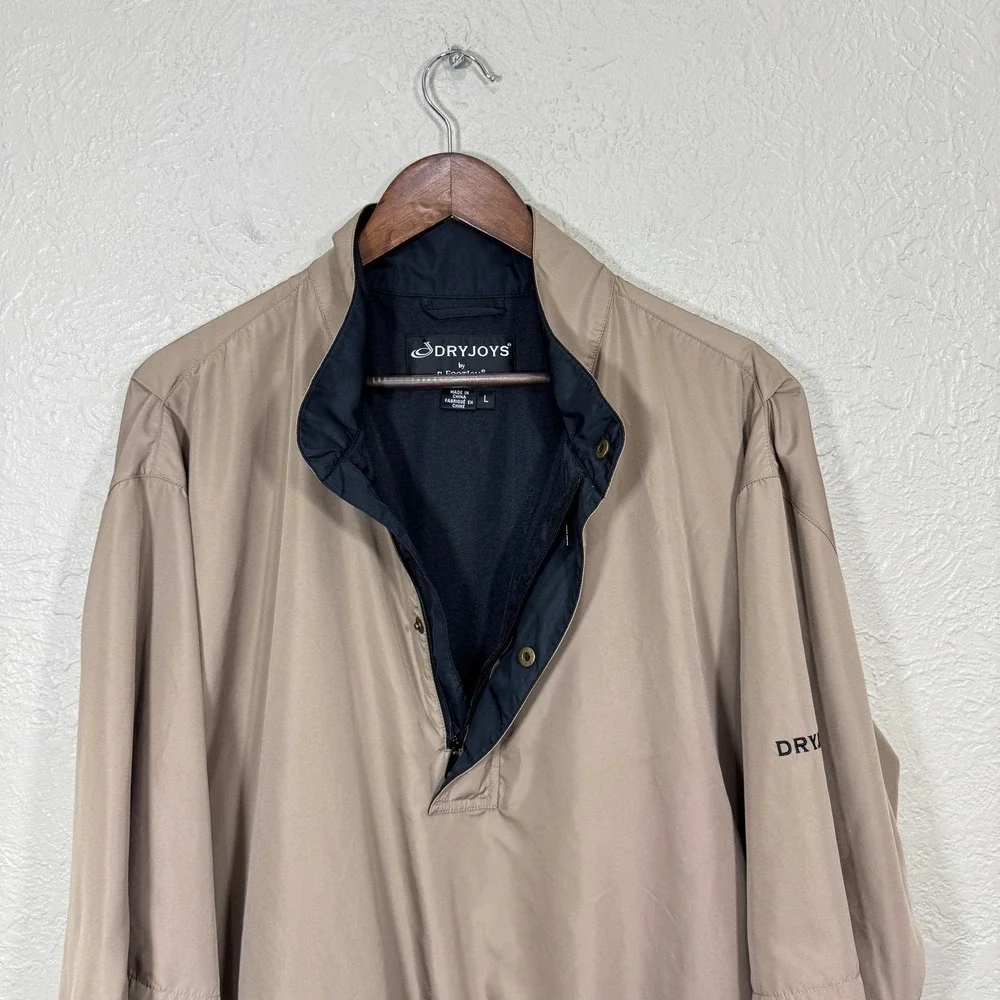 FootJoy‎ Pullover Jacket Mens L DryJoys Tan Short Sleeve Golf Windbreaker Coat